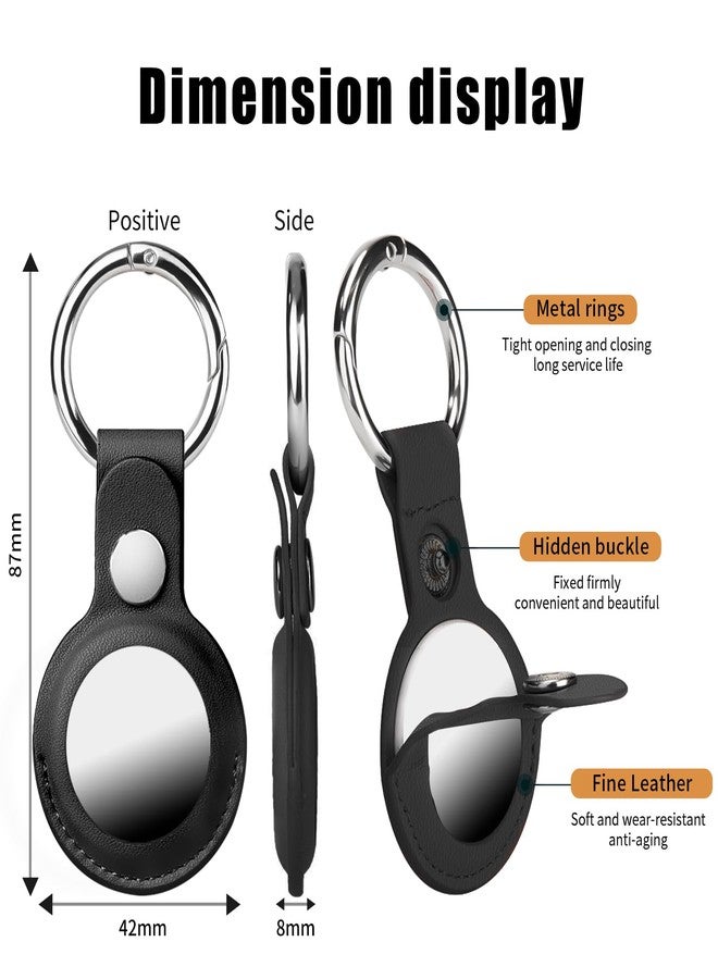 QYQa 4 Pack for Airtag Holder, for Air Tag Keychain, PU Leather for Airtag Case, Air Tagsmate for Luggage, Comes with Ring Metal Snap Keyring for Luggage, Keys, Pets, Kids Bag - Image 3